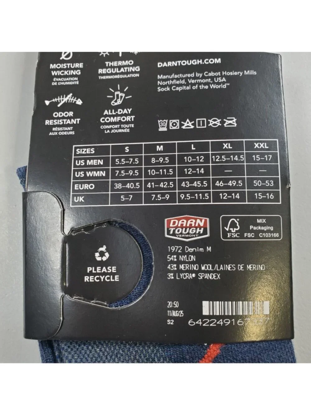 Darn Tough Merino Wool Hike Micro Crew Lightweight Socks Men Size Medium New